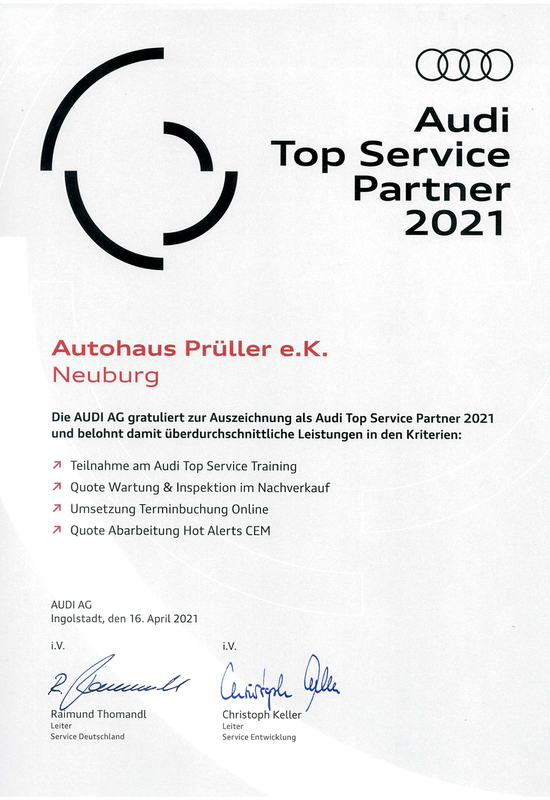 Audi Top Service Partner 2021